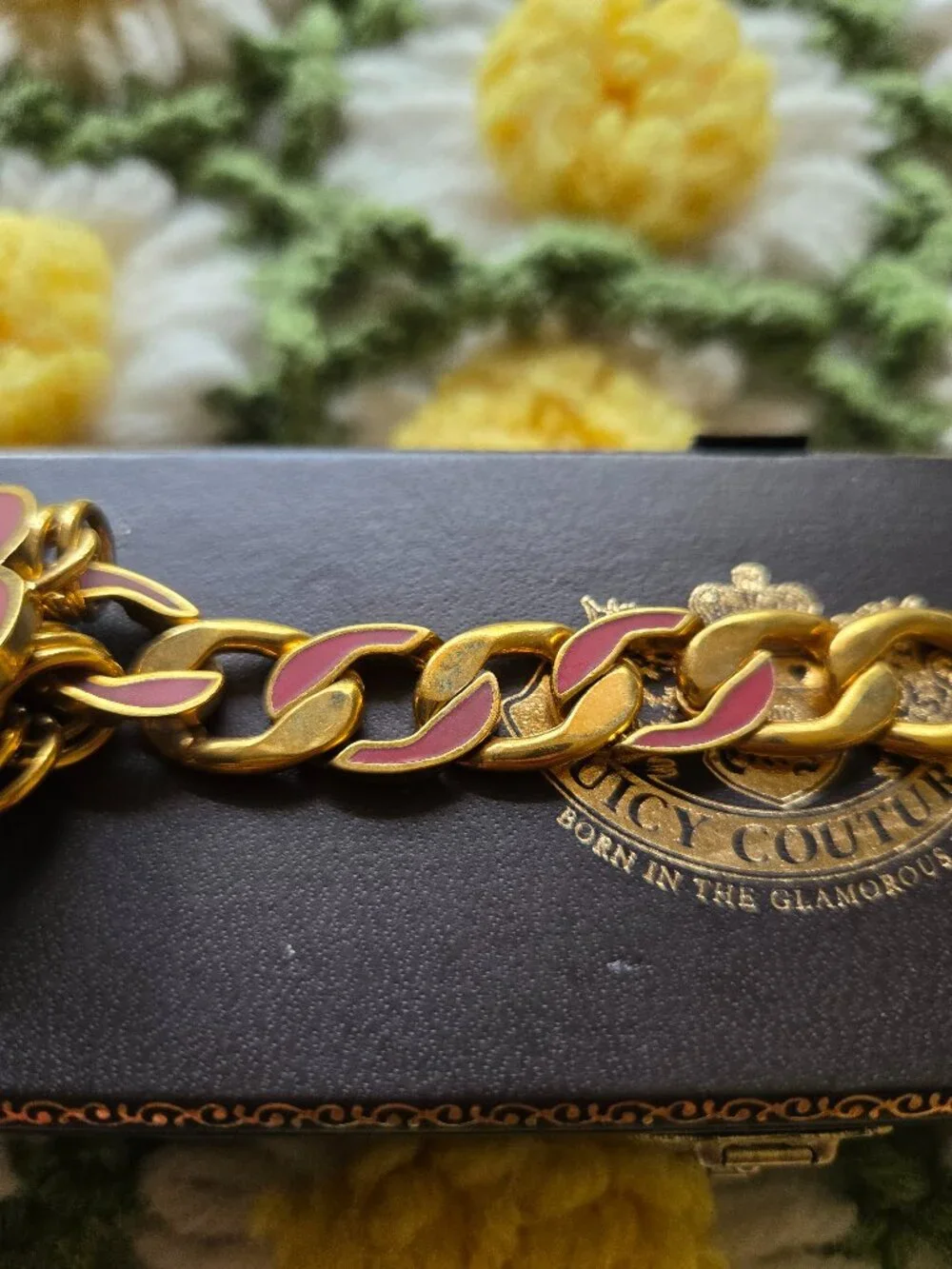 Juicy Couture 'Choose Juicy' Enamel Heart Gold Bracelet